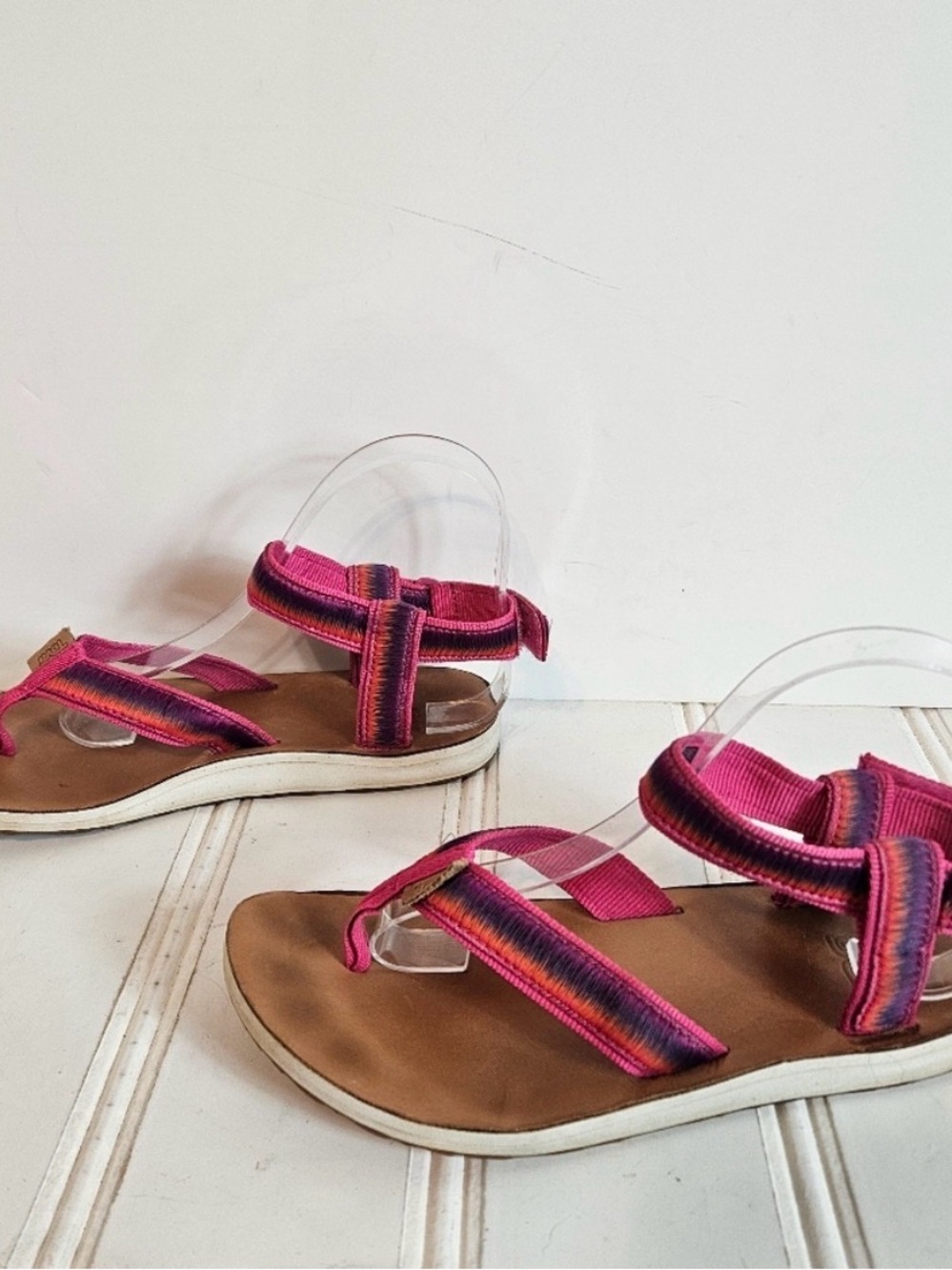 Teva Sandals Sz 7 On The Right Trek Sport Trail Air Cushion Sunset Multi Pink - Picture 3 of 7